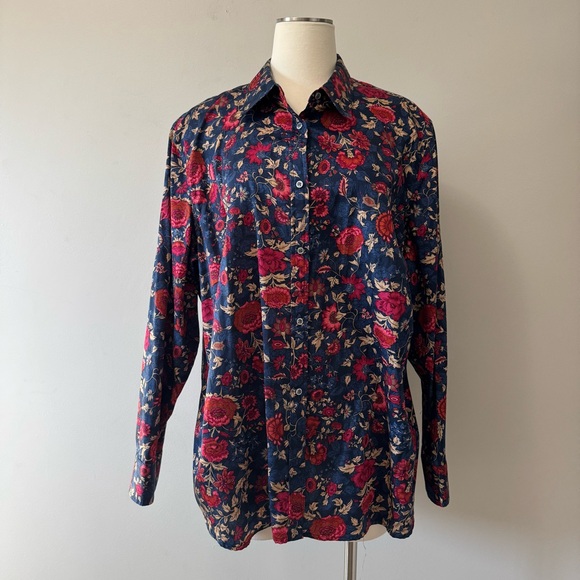 Ralph Lauren Tops - Ralph Lauren Red and Blue Floral Cotton Fabric